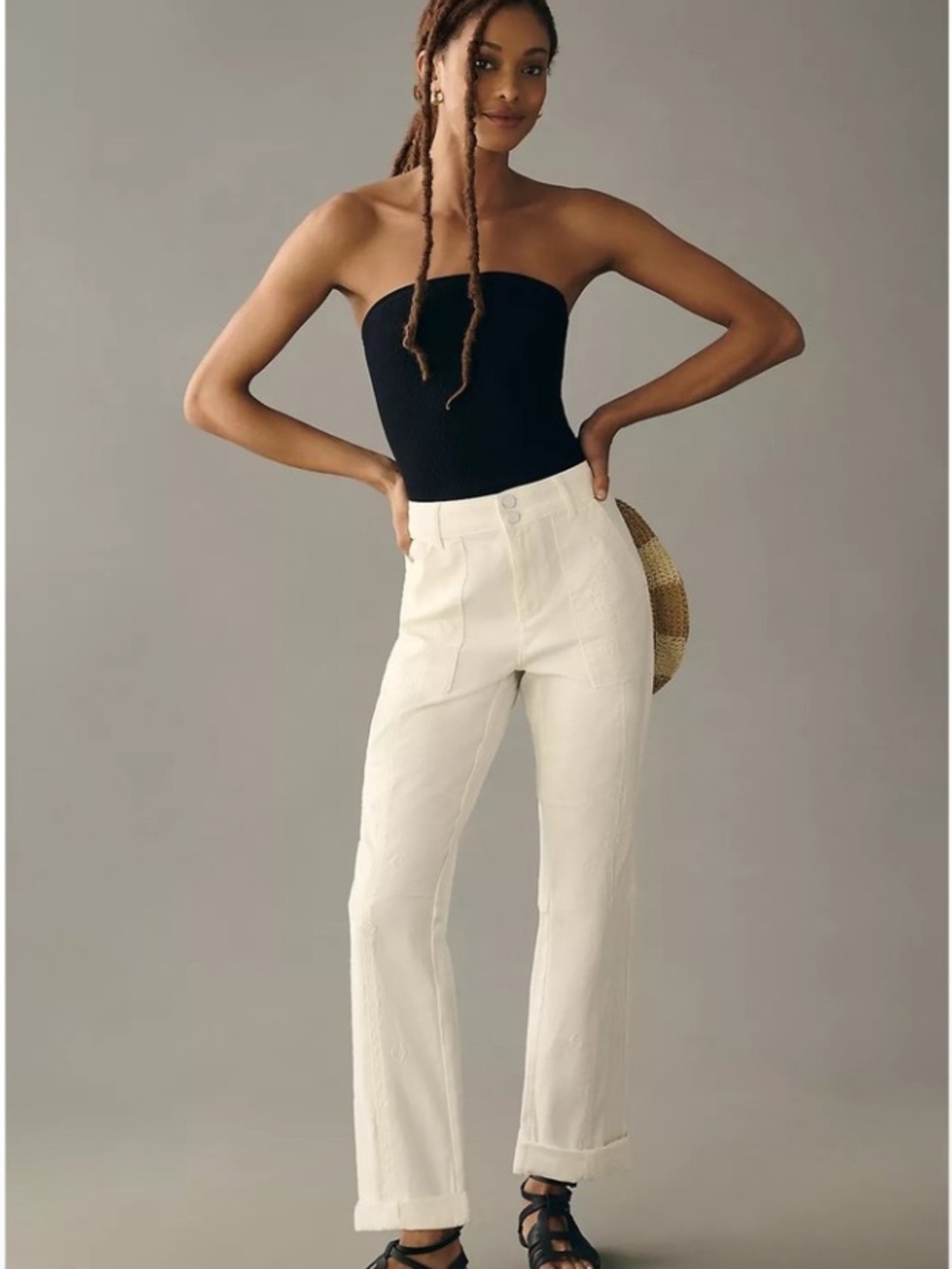 Pilcro Anthropologie The Wanderer Pants Jeans In Ecru Bone Color Size 26 BNWOT!